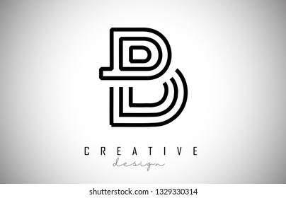 B Letter Logo Monogram Design. Creative B Letter Icon with Black Lines Vector Illustration.