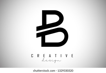 B Letter Logo Monogram Design. Creative B Letter Icon with Black Lines Vector Illustration.