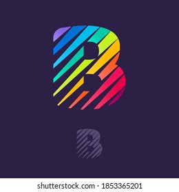 B letter logo with multicolor diagonal lines. Fast speed vector template for your sport team identity, dynamic packaging, technology posters, taxi design, and etc. 