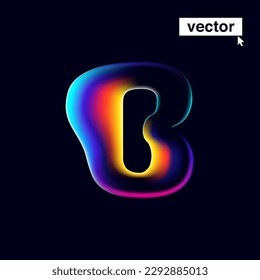 B letter logo with neon glitch. Multicolor gradient sign with double exposure and illusion effect. Glowing color shift vector icon. Perfect for your vibrant heading, video game screens, Sale banner.