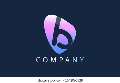 B Letter Logo. Oval Shape Modern Design with Glossy Look