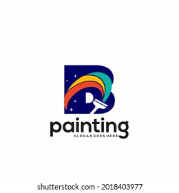 B letter logo and paint drop design combination, Colorful logo template