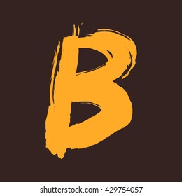 B letter logo painted with a brush. 