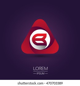 B letter logo red colored in the triangle shape, font icon, Vector design template elements for your application or company identity.
