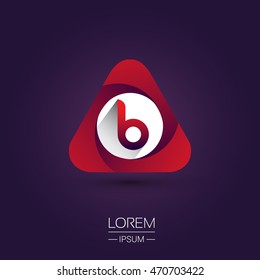 B letter logo red colored in the triangle shape, font icon, Vector design template elements for your application or company identity.
