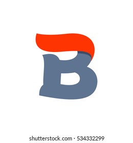 B letter logo with a red flag line. Fast speed vector script type.