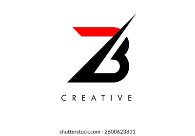 B letter Logo with sharp cut creative design in red and black colors vector Illustration