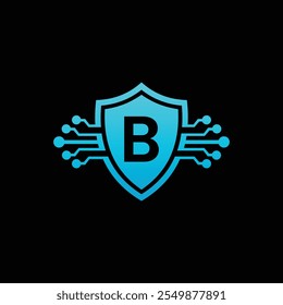 B letter Logo with Shield, B shield logo design template