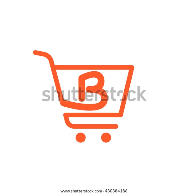 B\
letter logo with Shopping cart icon.  Vector design element for\
sale tag, card, corporate identity, label or\
poster.