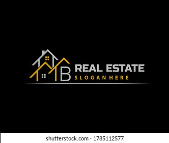 B Letter Logo. Simple House, Real Estate Architecture Construction Icon Design.