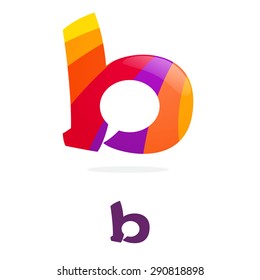 b letter logo, speech bubble negative space volume vector icon