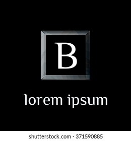 B letter logo in square border - vector (sign, symbol, icon, border)
