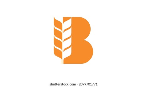 B Letter logo or symbol template design. Vector format Wheat Grain Initial Logo Letter B