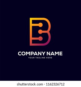 B letter logo tech design vector, minimalist line creative sign vector icon.