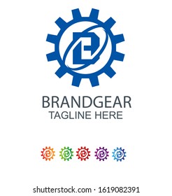 B Letter Logo Techno Gear. Blue vector design concept gear shape with letter logo for technology, business, initial