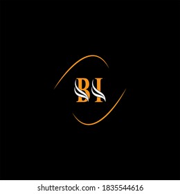 B I letter logo template design on black color background, bi monogram