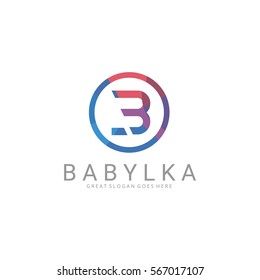 B letter logo template. Polygonal letter logotype 