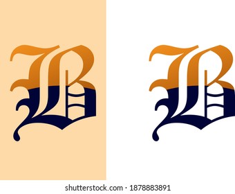 B letter logo typeface royal style in multicolor, Vector.