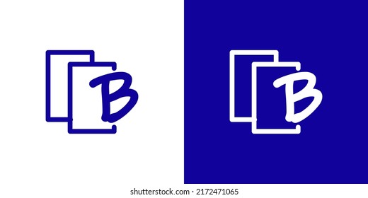 B letter logo vector on white and blue background