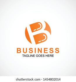 B letter logo vector with orange gradient color