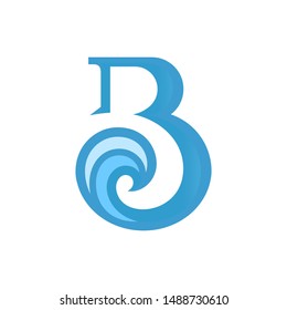 B Letter Logo With Wave And Serif Font