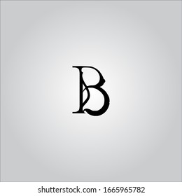 Logotipo de letra B con fondo blanco. Icono de letra de mujer negra. Diseño de la letra.