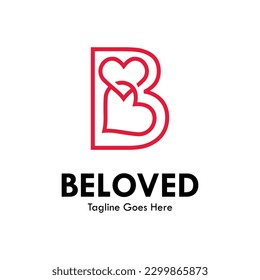 b letter with love or beloved design logo template illustration