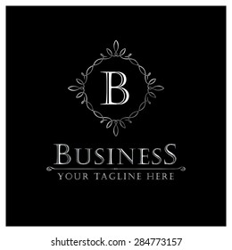 B letter Luxury Logo template flourishes calligraphic elegant ornament lines. Business sign, identity for Restaurant, Royalty, Cafe, Hotel, Heraldic, Jewelry, Fashion and other vector illustration