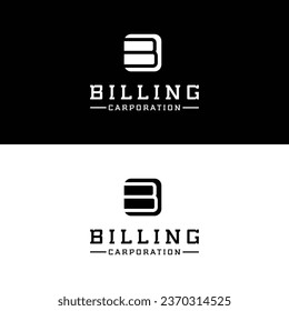 B Letter Mark logo design with black and white colors