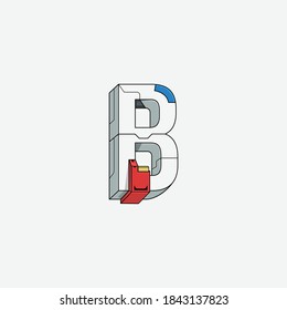 B letra Mecha tipo plantilla vectorial