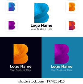 B Letter Modern Abstract Creative Logo Design, Multi-color and White, dark Background supported. Easy to use Multi Purpose, High Quality B Letter Logo. Apps icon Supported. B Abstract Typography Logo
