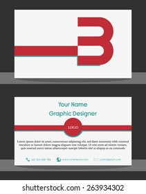 B Letter Modern Simple Red White Business Card