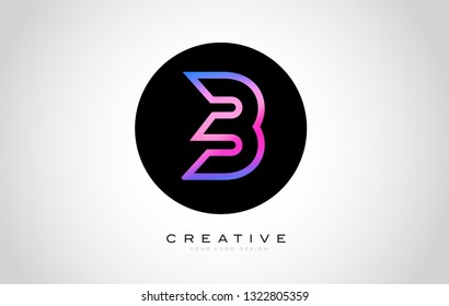 B Letter Monogram Logo Design. Modern B Icon With Creative Beautiful Purple Black Monogram Design.