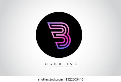 B Letter Monogram Logo Design. Modern B Icon With Creative Beautiful Purple Black Monogram Design.