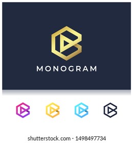 B letter monogram modern logo design