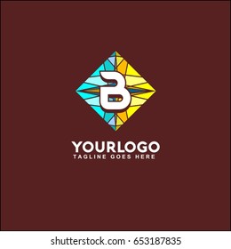 B letter mosaic in the circle logo. sea stones. bright vector