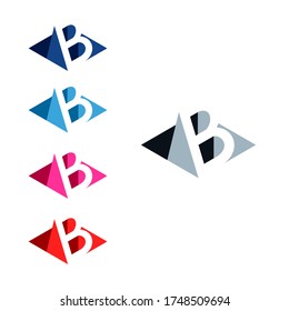 Letra B negativa con efecto 3D Concepto de logotipo, eps 10