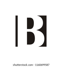 B letter negative square vector logo