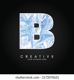 B Letter on Marble texture Initial. Creative Minimal Monochrome Monogram emblem design template. Graphic Alphabet Symbol for Luxury Fashion Corporate Business Identity. Elegant Vector element