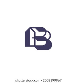 B Letter with Open Door Gate, Home Furniture Logo Design Vector