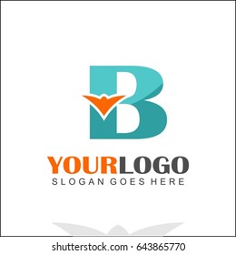 B letter orange bird design logo in blue color. Branding identity for Finance, Accountancy, Law, Hotel, Tech, Bank