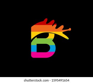 B letter paint logo colorful design