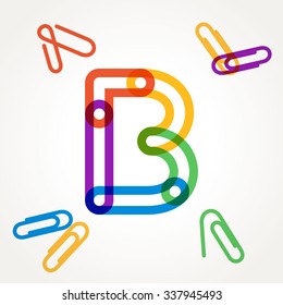 B letter from paper clip alphabet. Design template elements for your application or corporate identity.