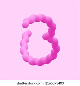 B letter pink cotton candy logo design. Vector shinny isolated font for app logo, , design element, poster and headline etc.