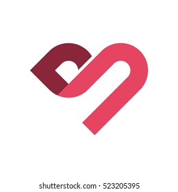 B Letter Pink Heart Logo Template Illustration Design Illustration Design. Vector EPS 10.