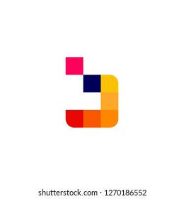 b letter pixel digital logo vector icon