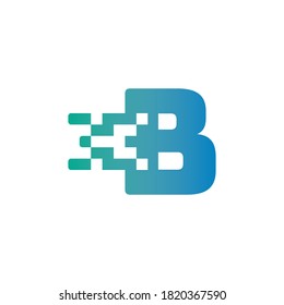B Letter Pixel Media Technology Logo Design Template
