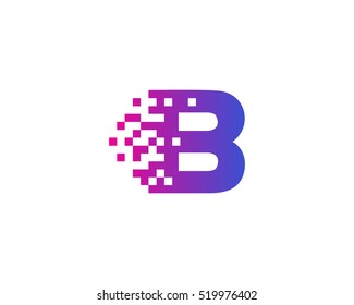 B Letter Pixel Motion Logo Design Template