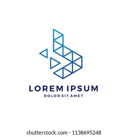 B letter pixel triangle geometric logo download