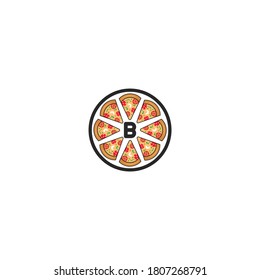b letter pizza slice logo.Pizza cafe logo, pizza icon, emblem for fast food restaurant. Simple flat style b pizza logo on white background, white isolated background.